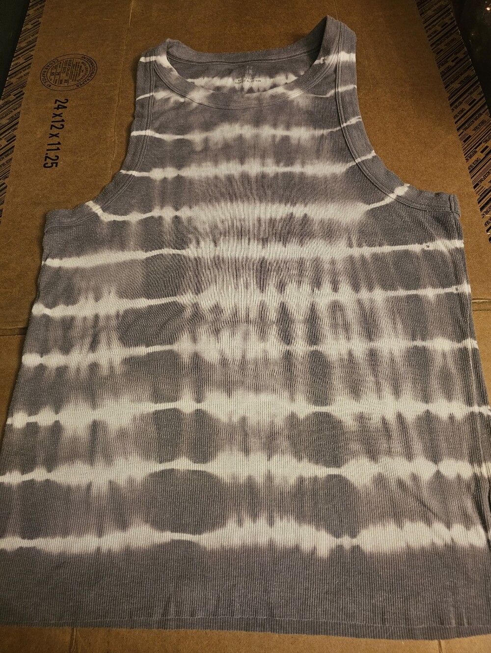 Aerie Women’s XL Gray And White Tie-Dye Ribbed Tank Top